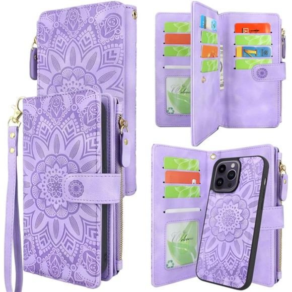 For iPhone 14 Pro Max 6.7in 5G 2022 Durable PU Leather Wallet Case with Strap - Picture 1 of 6